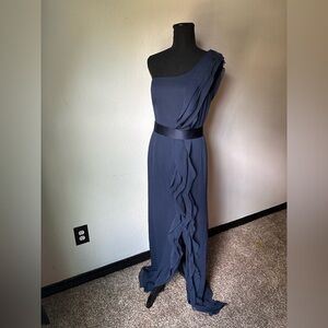 WHIT One-Shoulder Navy Dress